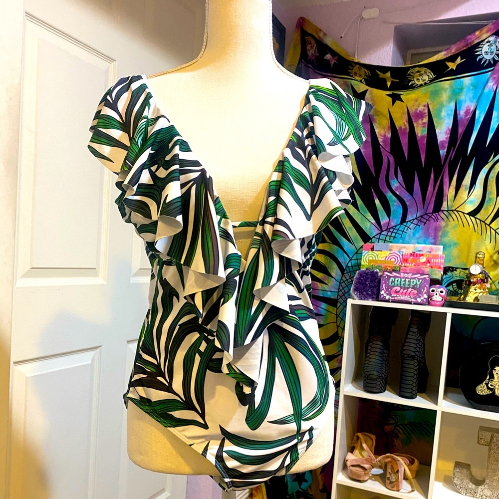 Palm Print One-Piece Swimsuit